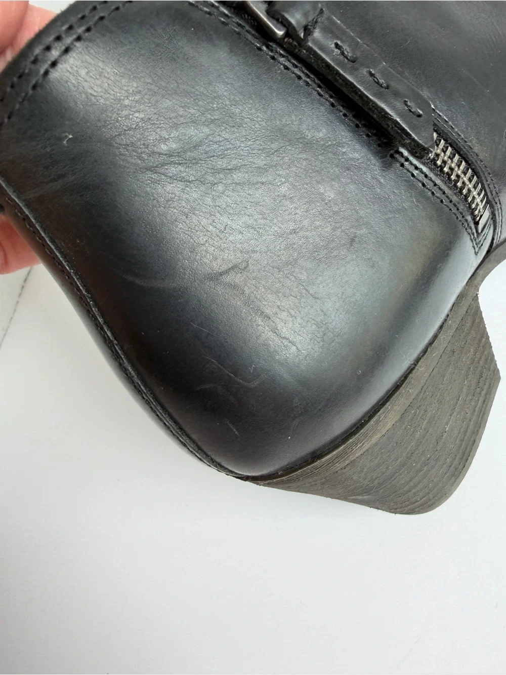FRYE Judith Leather Ankle Boots Black Booties Block Heel